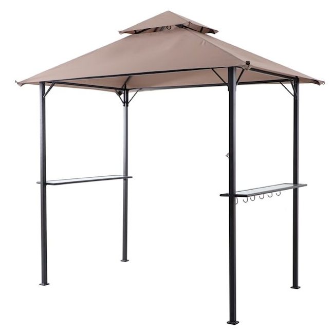 AJUNION 5x8 Double Tiered BBQ Canopy Tent Metal Frame Outdoor Patio Grill Gazebo Tent