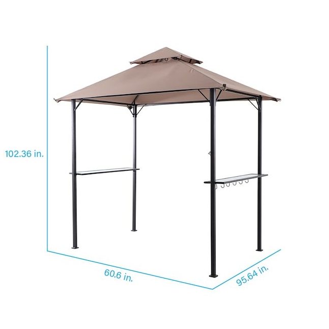 AJUNION 5x8 Double Tiered BBQ Canopy Tent Metal Frame Outdoor Patio Grill Gazebo Tent