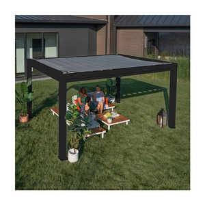 AJUNION Easy Assembly 14x10 Garden Pergola Terrace Roof Louvered Pergola with Sail Shade Soft Canopy