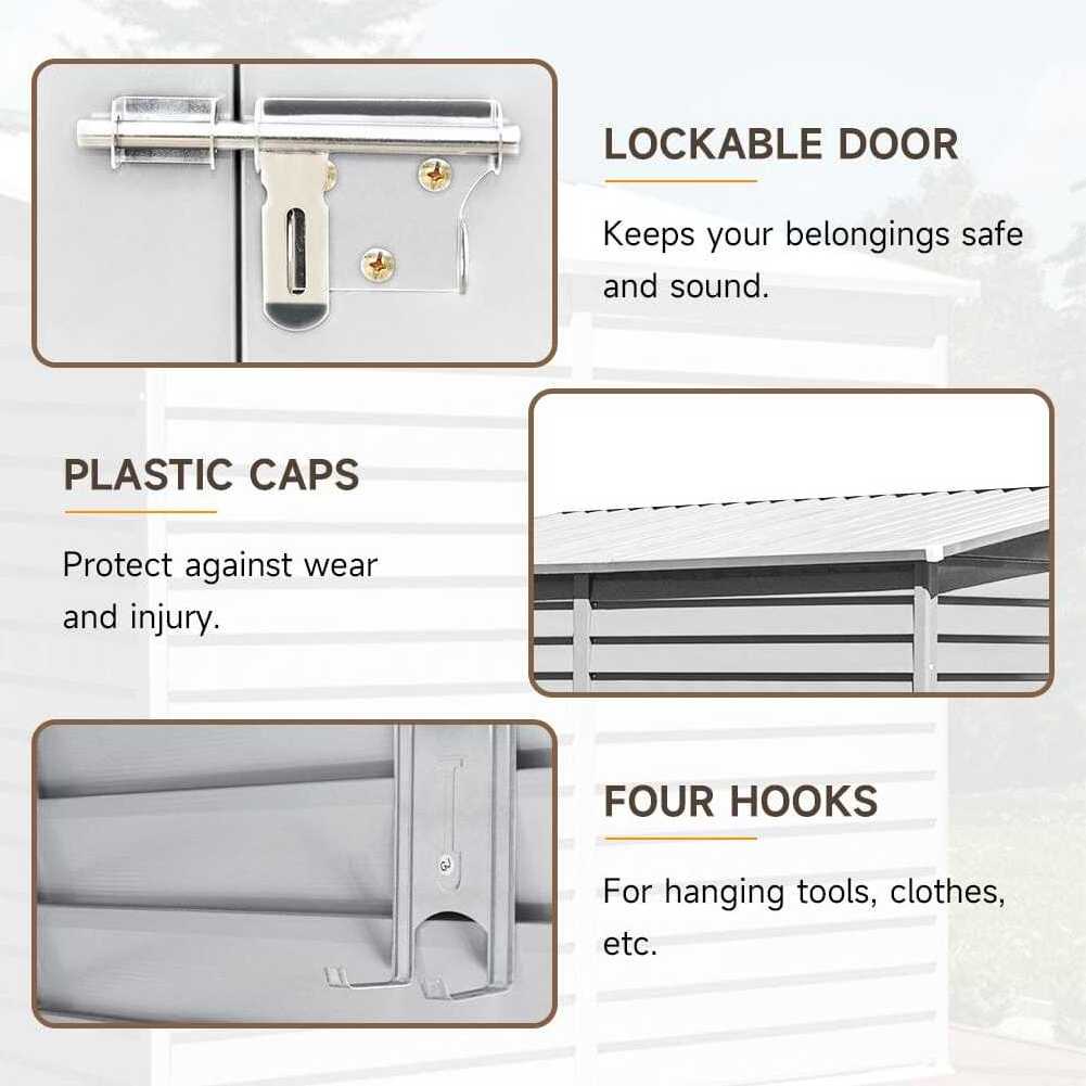 AJUNION 9ft Sturdy Steel Motorcycle Storage Shed Lockable Steel Garden Bike Shed