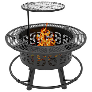 Modern Outdoor Patio Garden Camping Portable Round Steel Wood Burning Firepit Charcoal BBQ Grill Fire Pit Burner Kit