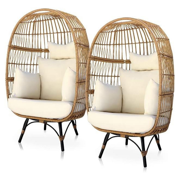 Outdoor Balcony Courtyard Garden Beach Iron Frame Wicker Rattan Woven Round Bird Nest Swing Egg Chair