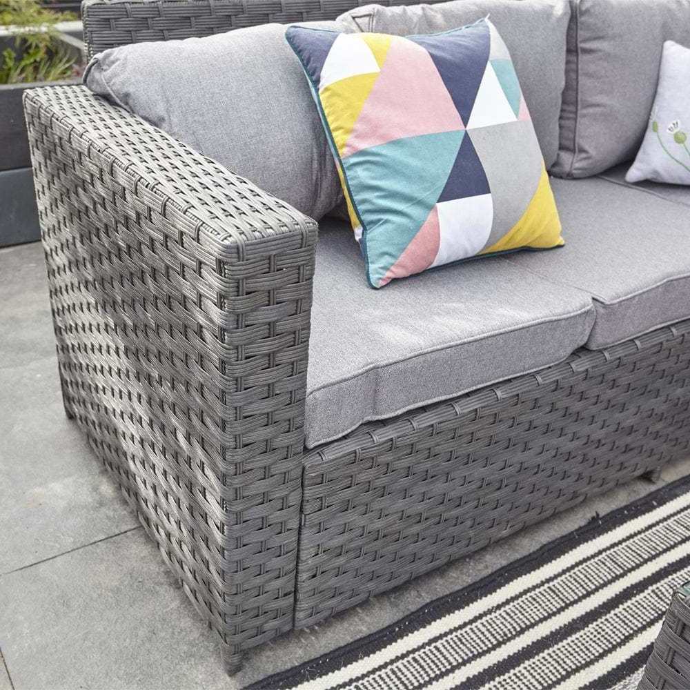 AJUNION 8 Seater Outdoor Furniture Rattan Garden Sofa Wicker Woven Corner Lounge Sofa Set for Backyard