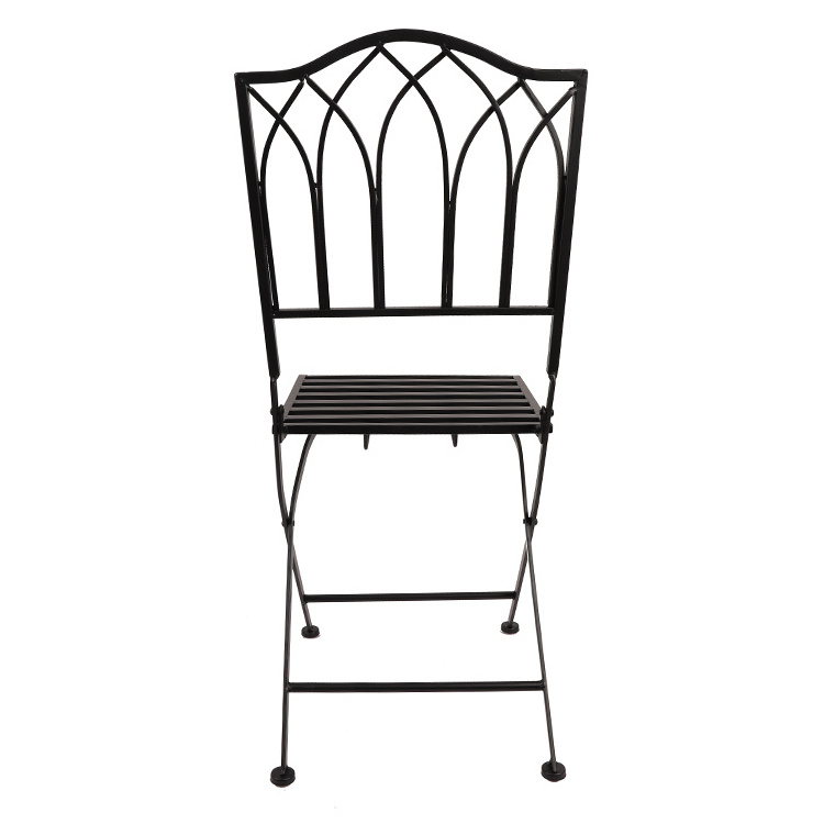 Outdoor Bistro Garden Cafe High Back White Wrought Iron Metal Folding Chair for Wedding Event