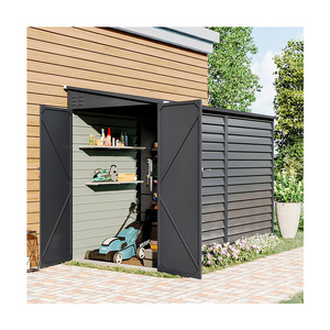 AJUNION 9ft Sturdy Steel Motorcycle Storage Shed Lockable Steel Garden Bike Shed