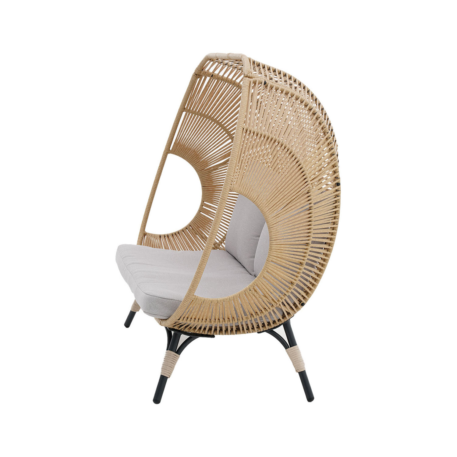 AJUNION Comfortable Double Seat Standing Egg Chair PE Rattan Outdoor Egg Chair