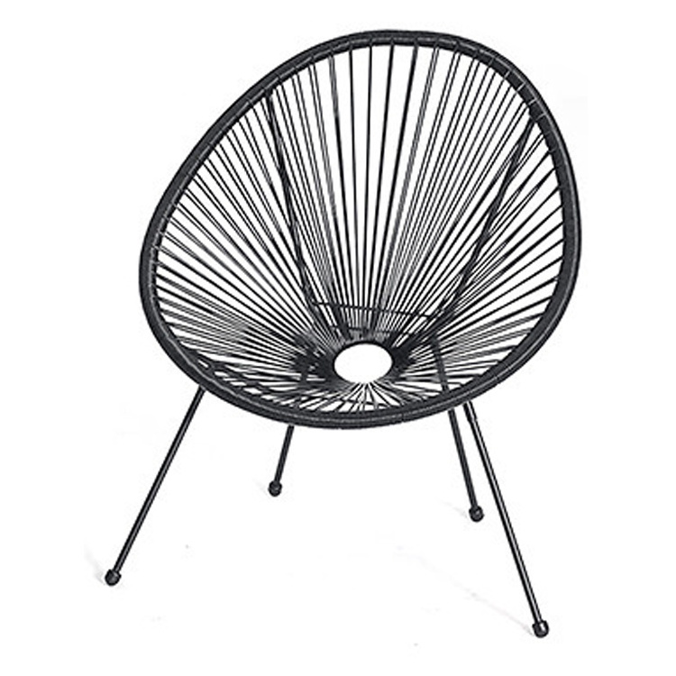 Outdoor Balcony Patio Lawn Leisure iron Metal Frame plastic Rattan Wicker Woven Acapulco Chair