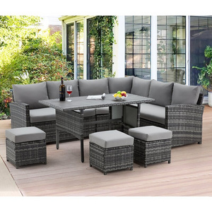 AJUNION 9 Piece Wicker Outdoor Furniture Rattan Sofa Set PE Wicker Woven Garden Set Rattan Sofa