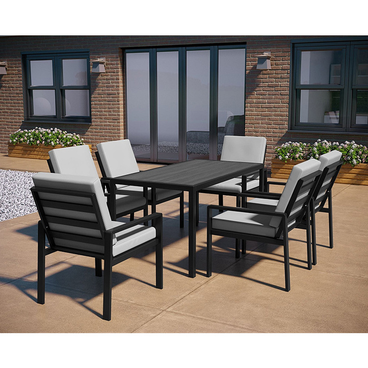 AJUNION Aluminum Dining Furniture Outdoor Patio Set HDPE Tabletop Dining Table for Outside