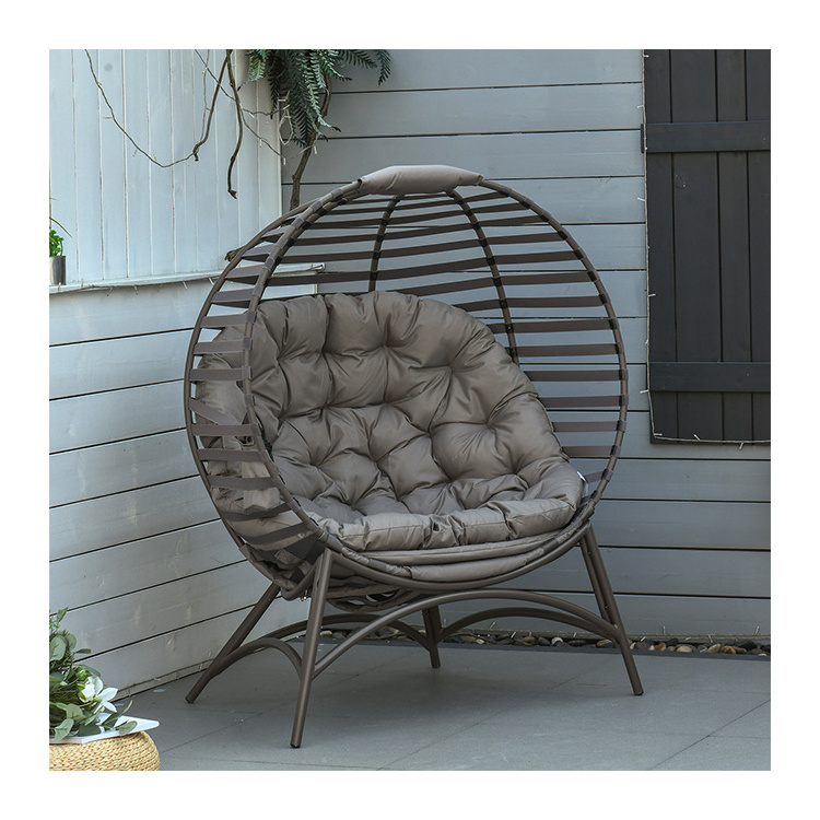 AJUNION 2 Seater Patio Egg Chair Foldable Design Steel Frame Standing Egg Chair