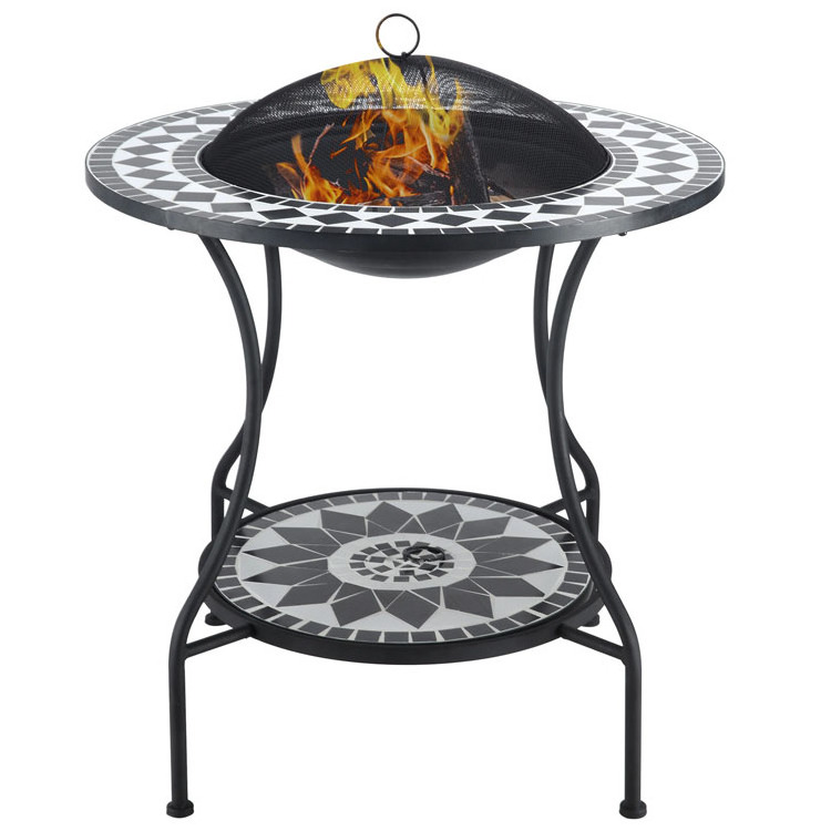 Outdoor Garden Bonfire Camping Portable Round Wood Burning Firepit Korean Ice Bucket Charcoal BBQ Grill Table Mosaic Fire Pit