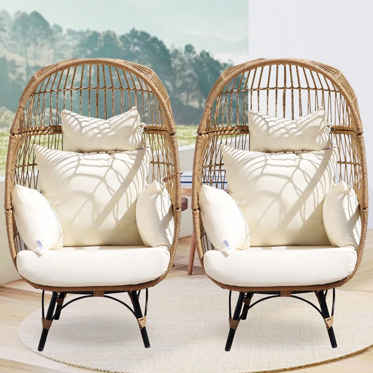 Outdoor Balcony Courtyard Garden Beach Iron Frame Wicker Rattan Woven Round Bird Nest Swing Egg Chair