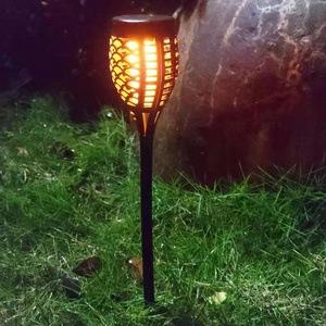 Outdoor Waterproof Landscape Garden Pathw 12 Led Solar Tiki Torch Light with Flickering Flame