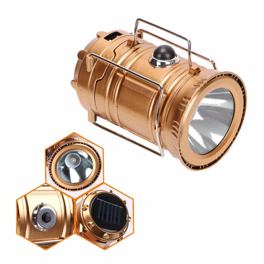 Outdoor Flashlights Luminaire LED 6LED Solar Power Collapsible Portable LED Rechargeable Hand Lamp Camping Lantern Light