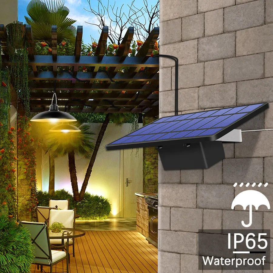 Solar Pendant Light Outdoor Indoor Solar Lamp Shed Lights with Cable for Garden Yard