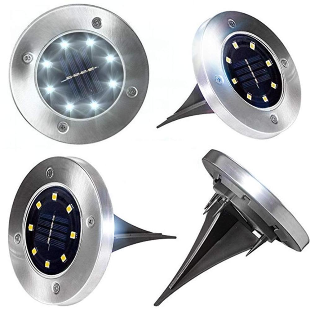 4/8 Led Waterproof Fountain Swimming Pool Disk Light Automatic Light Sensor Outdoor in Ground Solar Garden Light for Yard Lawn