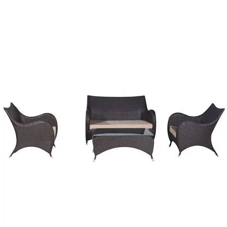 Grey Garden Sets Pc Outdoor Rattan Furniture Garden Loveseat With Cushions 4 Piece Patio Sofa Set