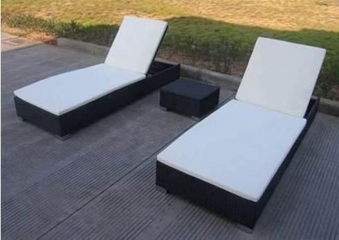 3-Piece Wicker Outdoor Chaise Lounge Set with Cushions