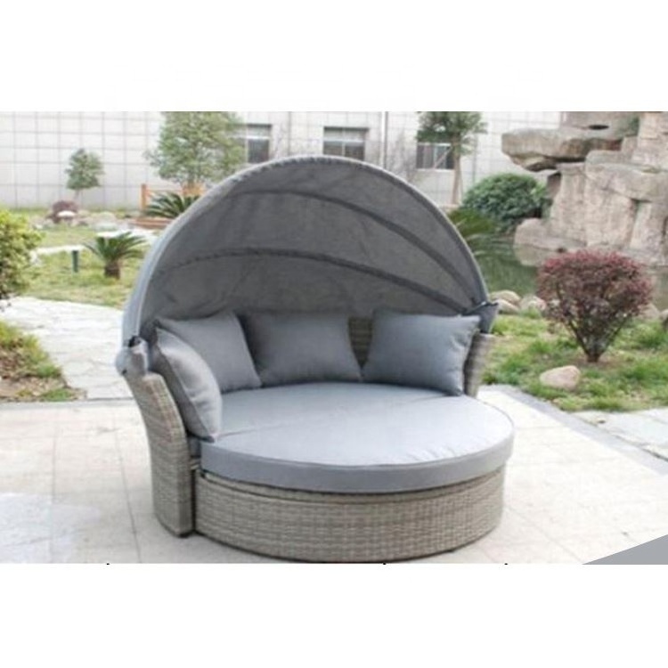 Yinzhou Living China Manufacturer Outdoor Rattan Furniture Garden Round Canopy Rattan Daybed