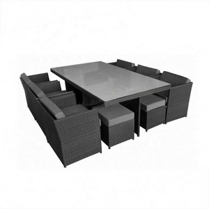 Yinzhou Living New Style Factory Supply Wicker Rattan Cube Dining Set Rattan Dining Sets Furniture