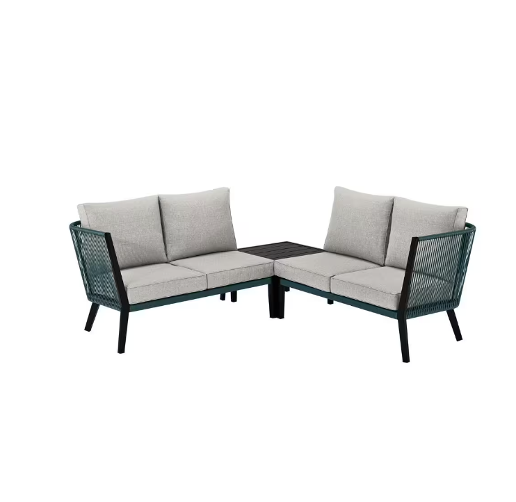 3-Piece Wicker and Metal Corner Patio Sectional 2024 Outdoor furniture