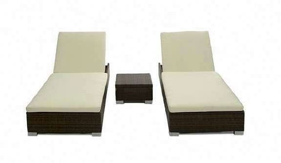 3-Piece Wicker Outdoor Chaise Lounge Set with Cushions