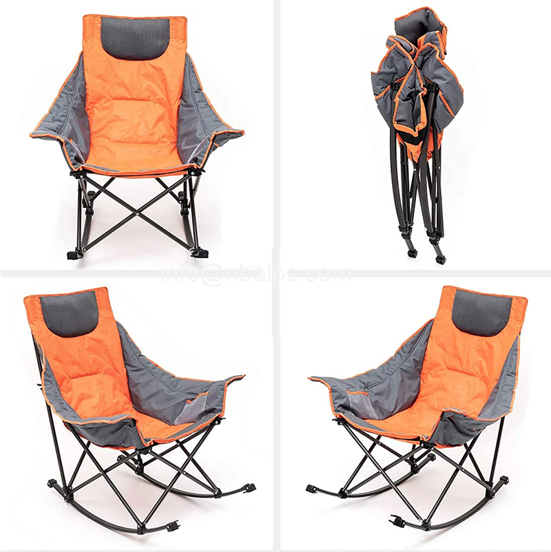 high quality wholesale padded swing rocking USB camping portable heated folding chair with storage bag