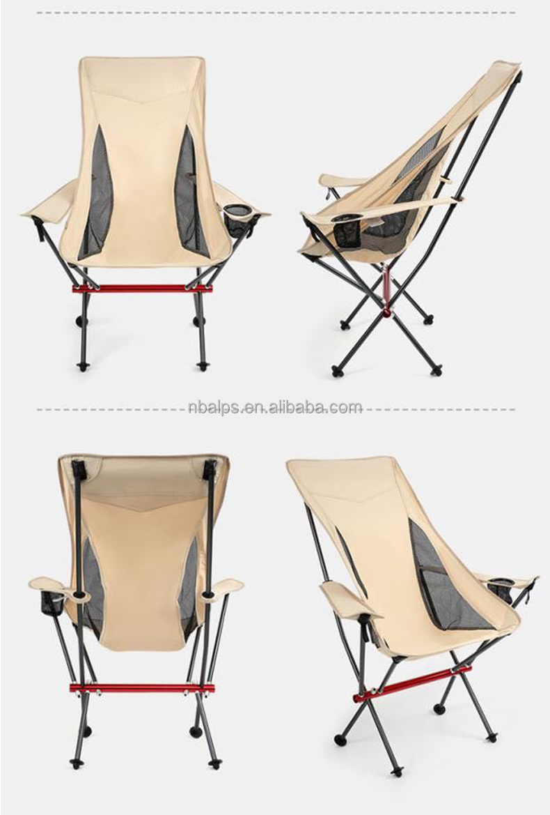 oversize durable aluminum alloy high back tube leisure beach folding arm outdoor camping chair with armrest