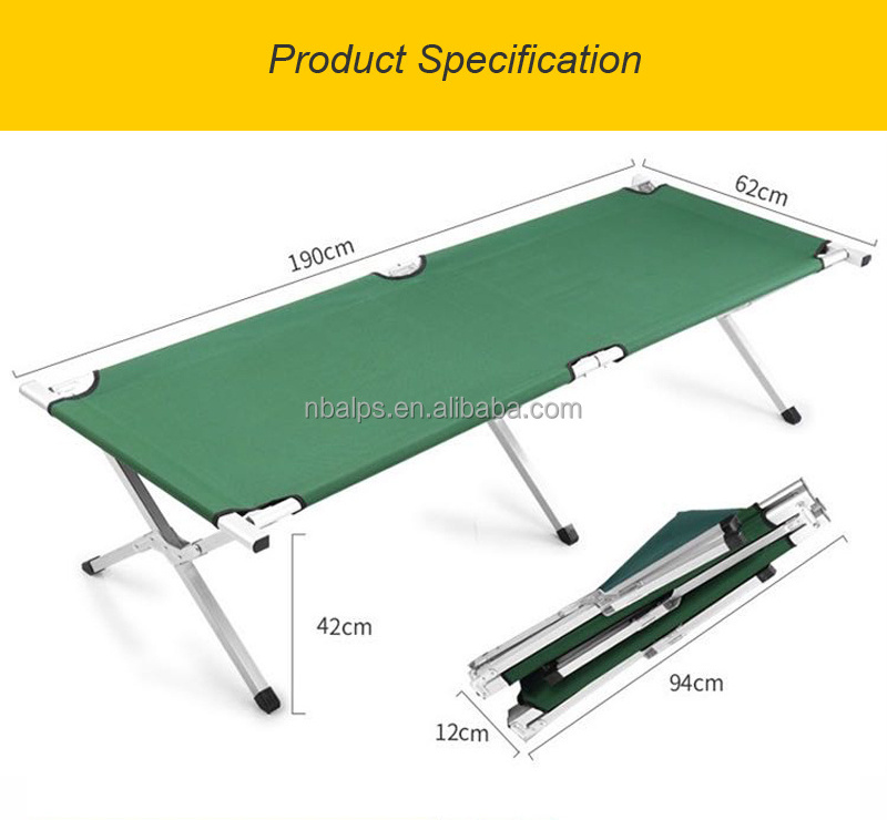 british green 150kg camping equipment folding lounge  office portable single metal solo camping cot foldaway bed for adults