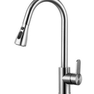 304 stainless steel faucet Hot and cold mixer kitchen tap pull down solid spring loaded sprayer single handle