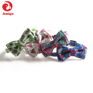 Amigo Wholesale handmade fabric breakaway pet small dog collars personalized safety buckles pink cat bow tie collar