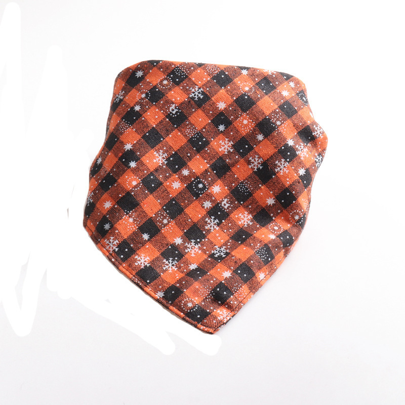 Amigo wholesale custom logo printed fashion plaid triangle bandage double layer pet scarf christmas dog bandana