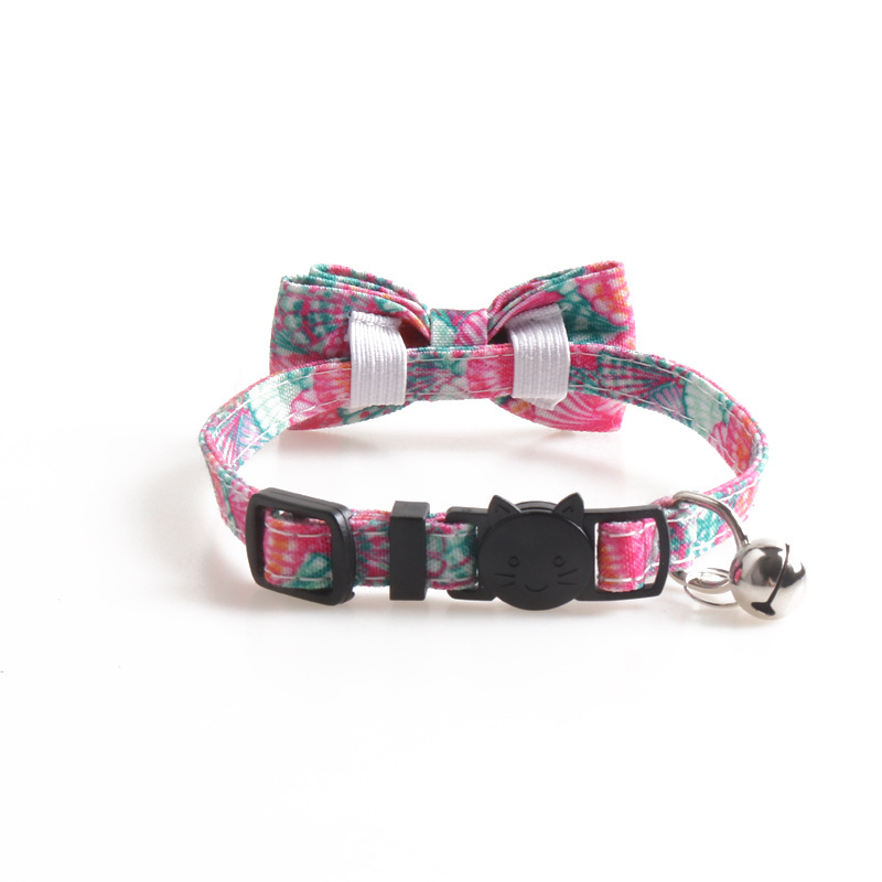 Amigo Wholesale handmade fabric breakaway pet small dog collars personalized safety buckles pink cat bow tie collar