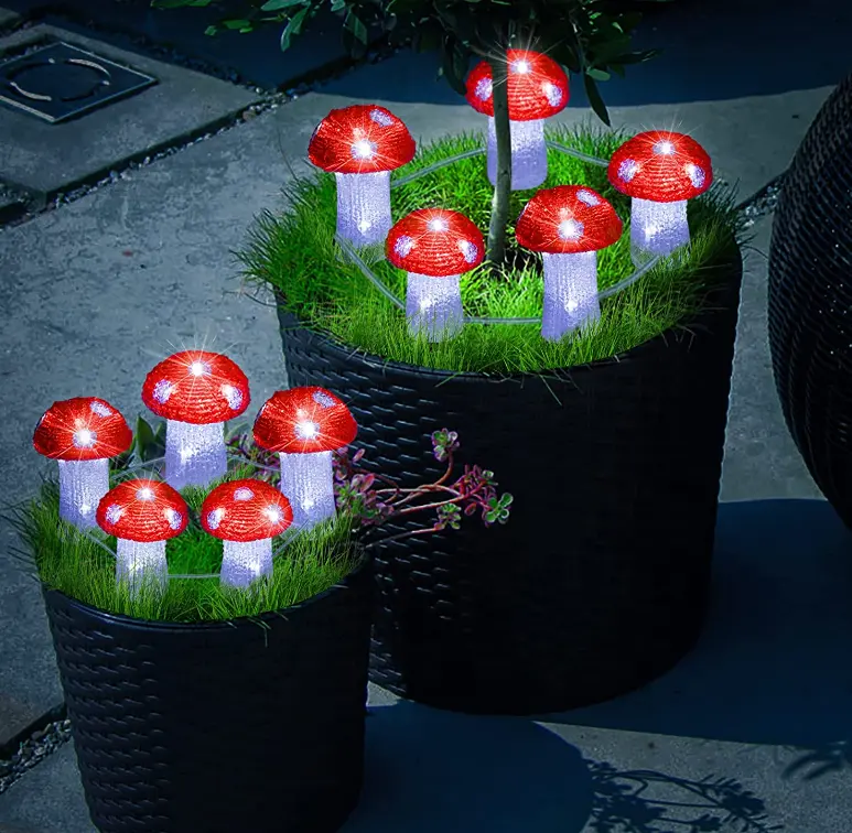 Solar Sway Lights 6led Outdoor Waterproof Firefly Mushroom Pathway Solar Lamp Garden Lawn Yard Patio Decor Light