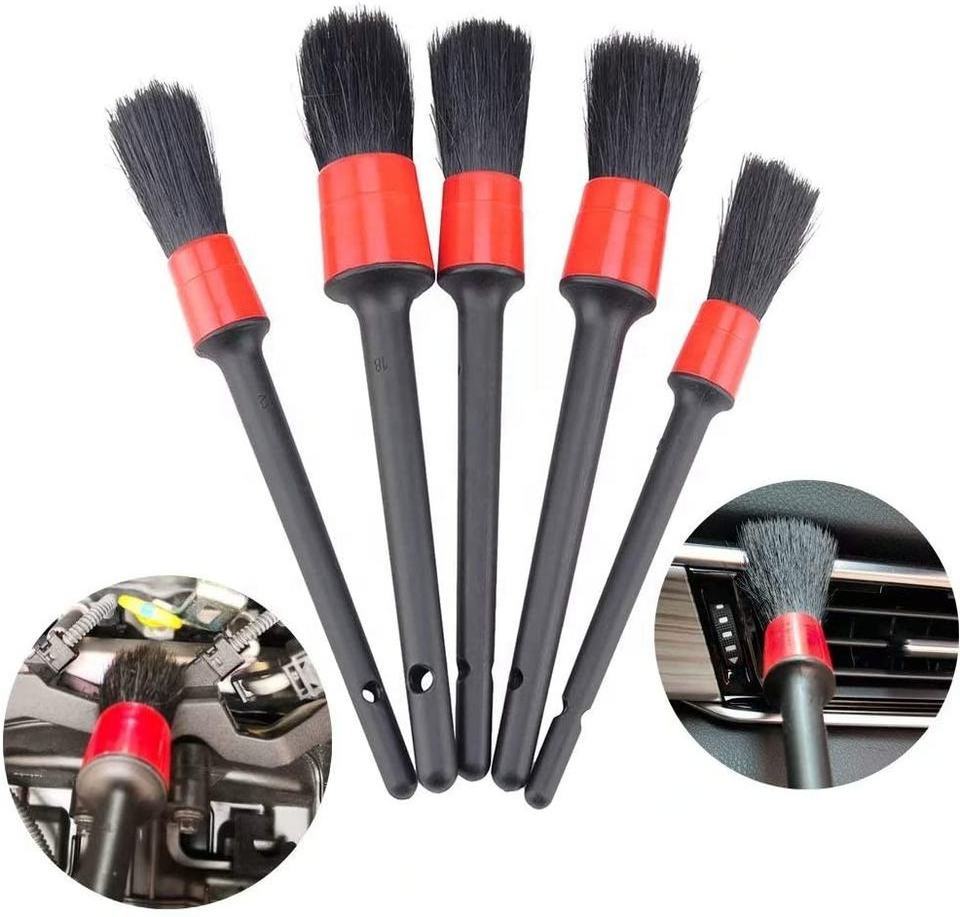 5 pcs/set Car Detailing & wash Brush kit Cleaning Boar Hair Brush Auto Detail Tools Product Wheel Dashboard Car Accessories