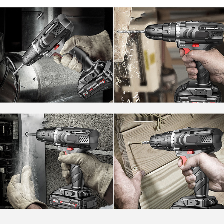 Custom Mechanical Rechargeable Household Combination Tool 25V 18V Cordless Power Craft Drill Lithium Battery Cordless Drills Set