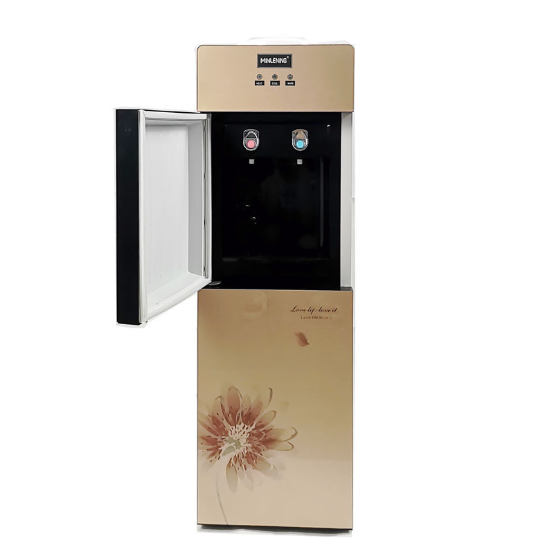 High Efficiency Compressor Cooling Stand Water Dispenser Hot and Cold Glass Gold Electric Stainless Steel ABS Material T/T 30%