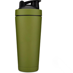 24Oz Insulated Stainless Steel Shaker Bottle with ball, Double Walled Vacuum Protein Mixes Shaker Cup