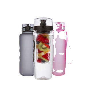 Fruit Infuser Water Bottle - 32 oz 0.25 gallon Water Bottle, Large Leakproof Plastic Fruit Infusion Water Bottle