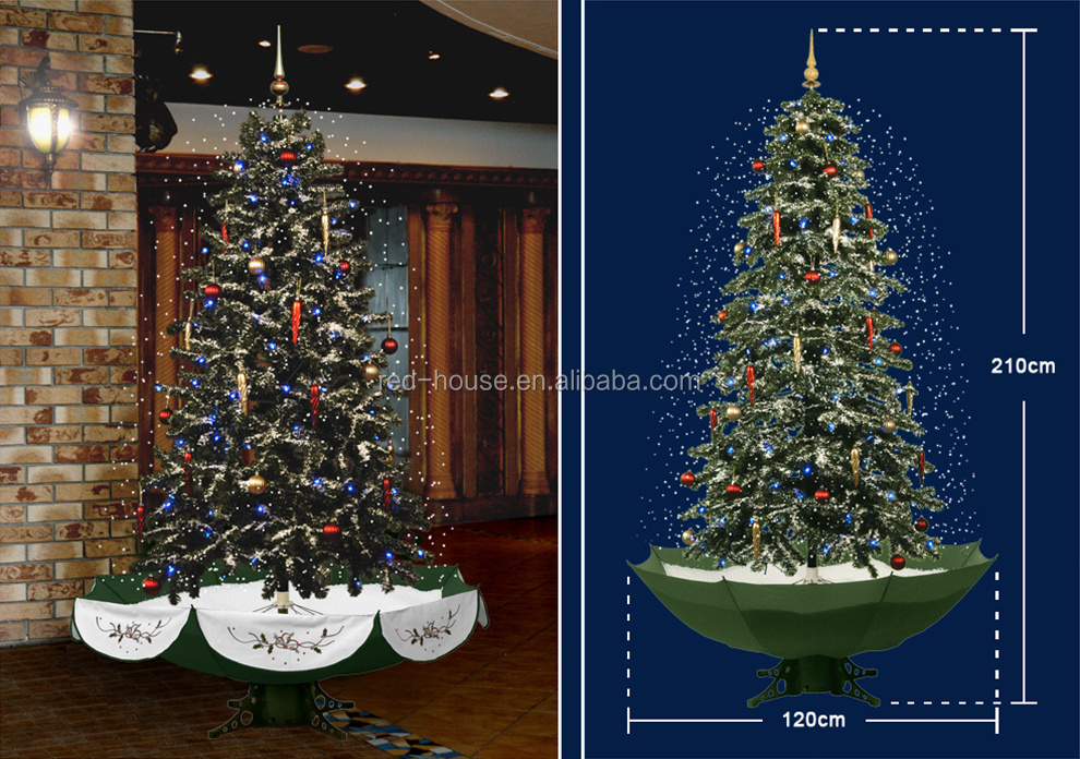 210cm Xmas Tree Snow Giant Tall Arbol De Navidad Snowing Fountain Artificial Christmas Tree With Umbrella Base