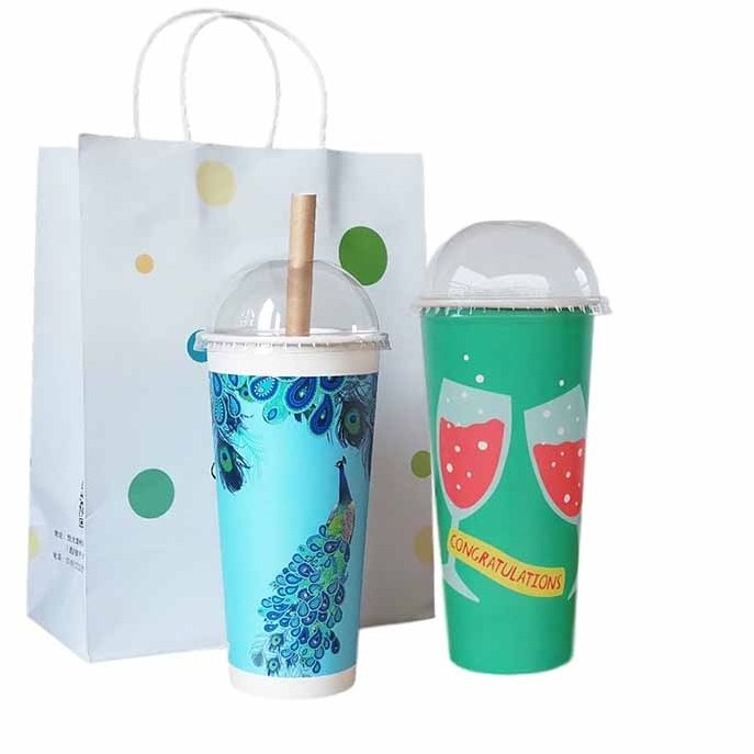 Shenzhen Juice Cups Paper With Logo Papercup Seal 16oz 22oz 32oz 44oz Paper Cup Espresso Lid For Cold Drink