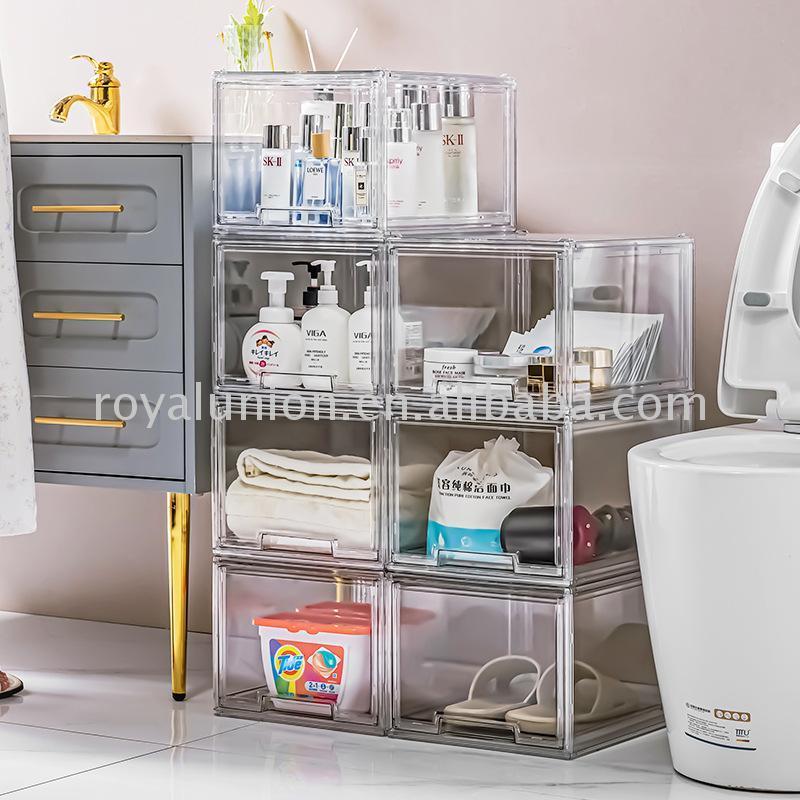 Light Luxury Household Transparent Drawer Desktop Storage Rack Multi-Layer Stacked Assembled Cosmetics Dustproof Storage Box