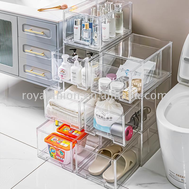 Light Luxury Household Transparent Drawer Desktop Storage Rack Multi-Layer Stacked Assembled Cosmetics Dustproof Storage Box