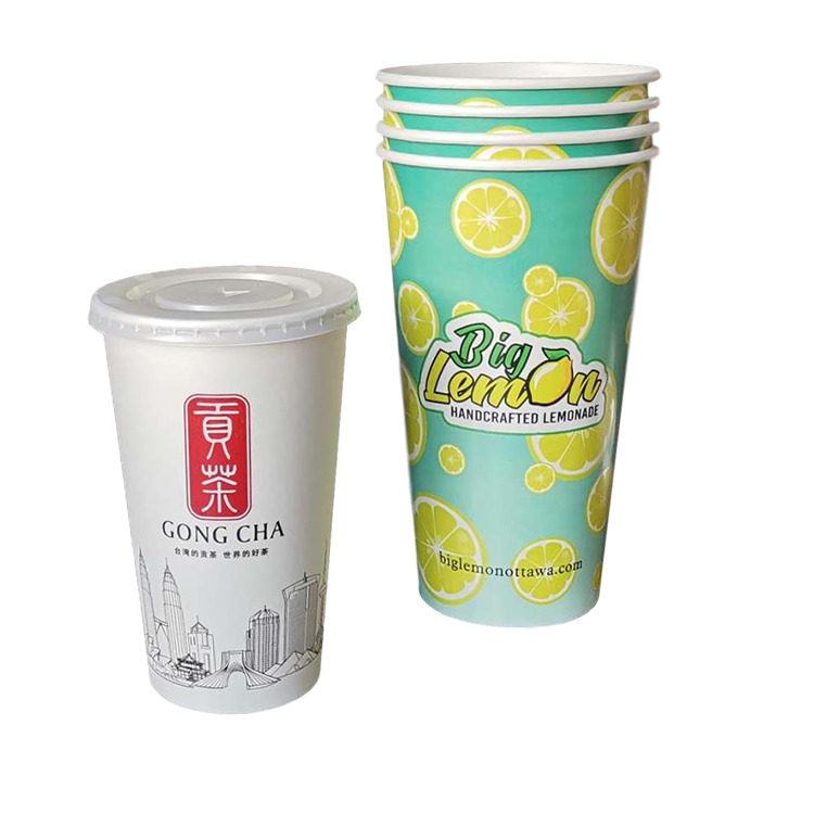 Shenzhen Juice Cups Paper With Logo Papercup Seal 16oz 22oz 32oz 44oz Paper Cup Espresso Lid For Cold Drink