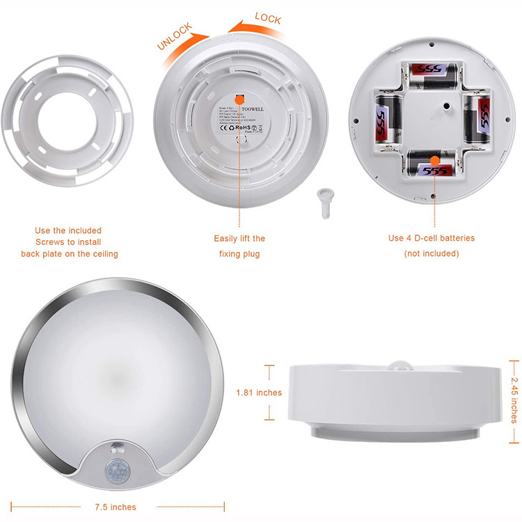 Battery Operated Indoor/Outdoor LED Motion Sensor Ceiling Light