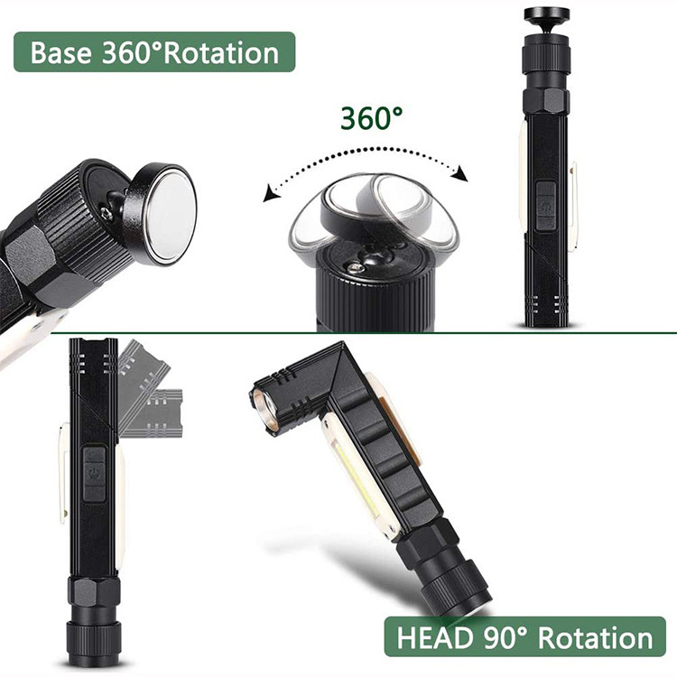 2 in 1 Headlight Flashlight 90 Degree Mini LED Flashlights USB Rechargeable Tactical Flashlight