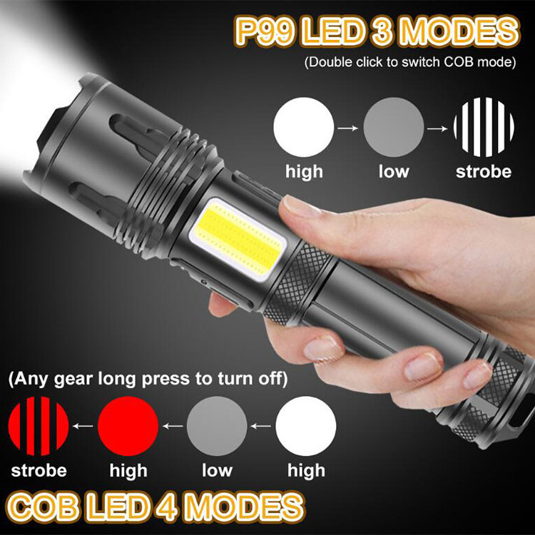 Tactical Taschenlampe 5000 Lumen COB Focus Torch Night Hunting XHP99 Rechargeable Flashlight