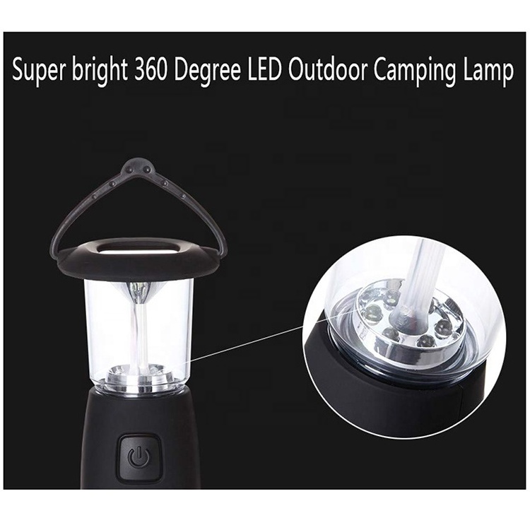 6 LED Hand Crank Solar Dynamo Camping Lantern