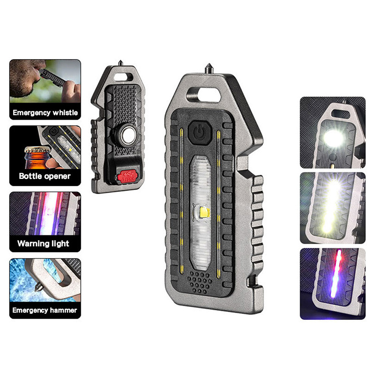 Portable Lanyard Hole Lamp Survival Whistle Rechargeable Emergency Warning Flash Mini LED Flashlight