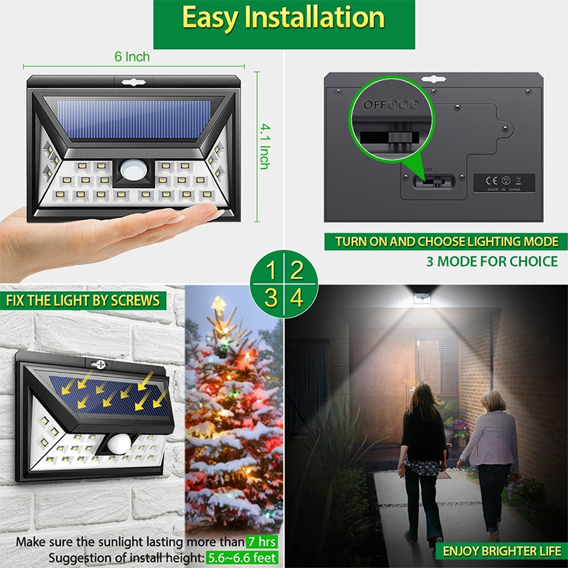 Outdoor Wireless 24 LED Solar Power Outdoor Motion Sensor Wall Light